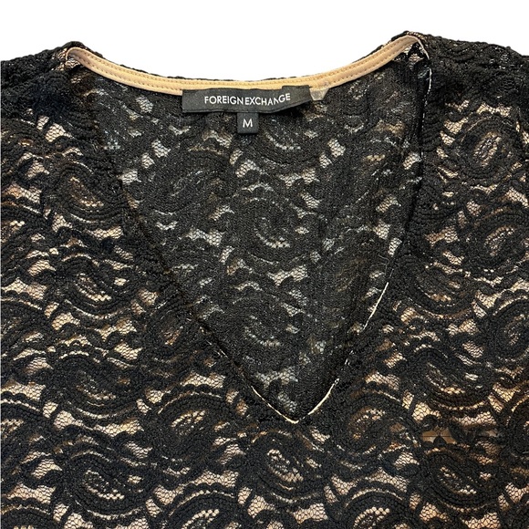 Foreign Exchange Black Lace Body-con mini Cocktail Dress lined, Med, New - Picture 8 of 9